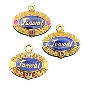 10k gold filled Fenwal company service awards pendants 10, 15 & 20 years vintage